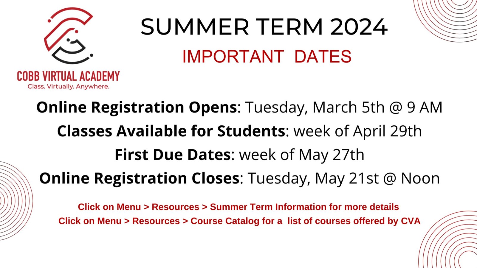 Summer 2024 Registration Information
